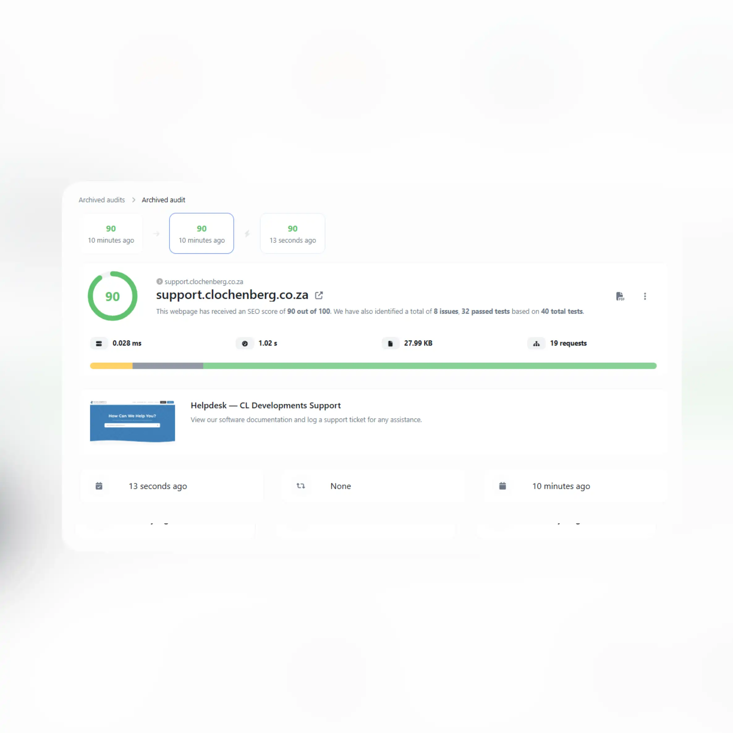 Screenshot of the app audit history tracking feature