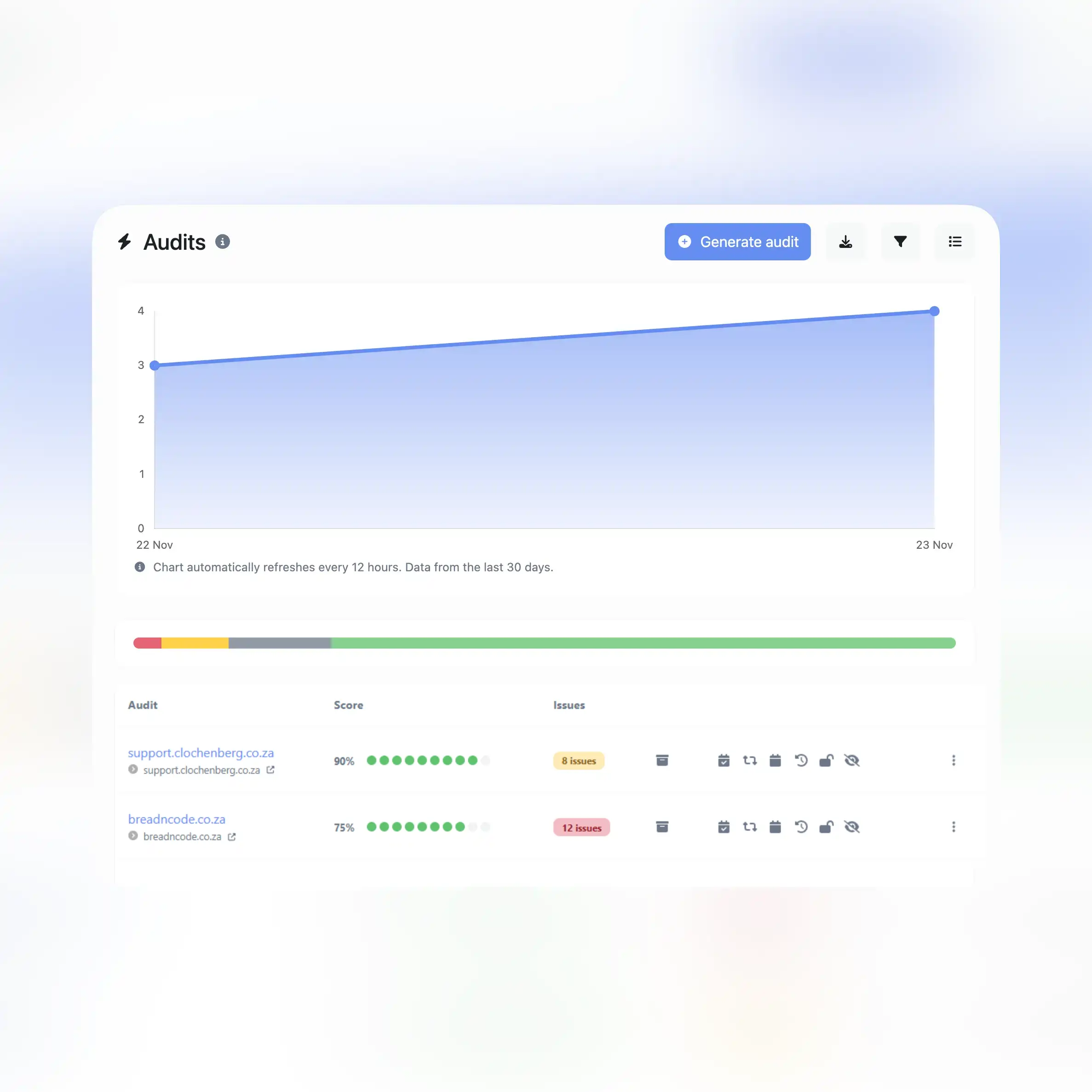 Screenshot of the public app audit page